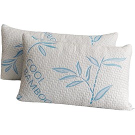 2 Pack King Size Rayon Derived from Bamboo Pillows for Sleeping, Cooling Shredded Memory Foam Adjustable Rayon Derived from Bamboo Bed Pillow with, Removable/Washable Cover (King 2 Pack)