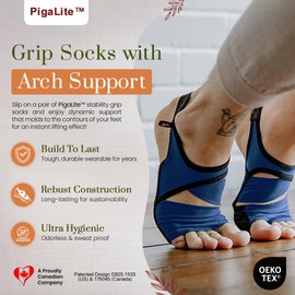 PigaLite Grip Non-Slip Barre, Yoga & Pilates Socks, Toeless Compression Wraps with Arch Support, Women & Men