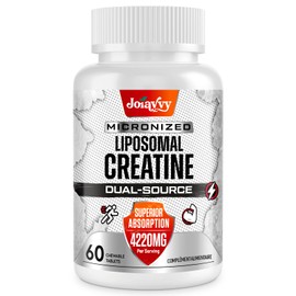 Liposomal Creatine Monohydrate Tablets 4220mg, 60 Chewable Pure Creatine Tablets, Added Creatine HCl, 15X Absorption, Creatine Powder Alternative, Gym Supplement for Men & Women, Vegan (60 Tablets)