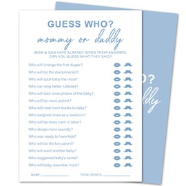 yutogan Baby Shower Games for Boy or Girl - Guess Who Mommy or Daddy, Gender Reveal Games, Baby Shower Activities, 30 Cards -BBG05