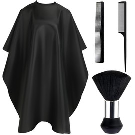 FEBSNOW Hair Cutting Cape Kit,Professional Barber Cape with Neck Duster Brush for Adults Waterproof Hairdressing Salon Cape with Adjustable Closure Snap Salon Barber Supplies