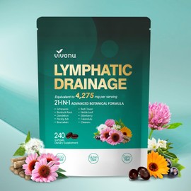 Lymphatic Drainage Supplement, 4275mg Lymph System Support Supplement for Women & Men, 21-in-1 Herbal Blend with Echinacea, Dandelion, Burdock, Bromelain, Calendula, Turmeric & More