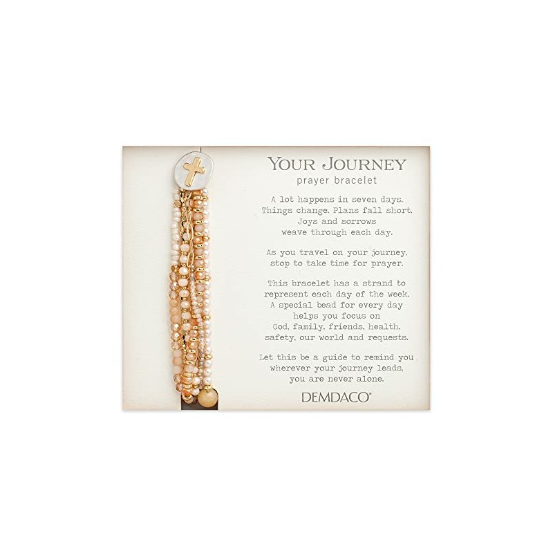 DEMDACO Champagne Beaded One Size Glass and Metal Adjustable Prayer