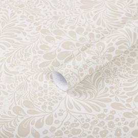 Heroad Peel and Stick Wallpaper Contact Paper Modern Wall Paper Boho Floral Removable Beige Self Adhesive Wallpaper for Bedroom Living Room Walls Bathroom Waterproof Vinyl Roll 17.3''x78.7''