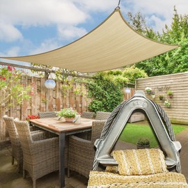 Royal Shade Heavy Duty 16' x 20' Beige Sun Shade Rectangle Pro Ring Shade Sail, 260 GSM Commercial Grade UPF50 Sunshade, Reinforced Corners & Edges - 5 Years Warranty (We Make Custom Size)