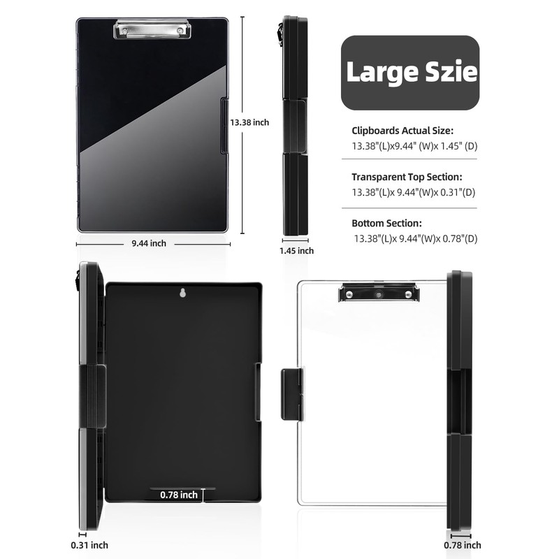 Clearview Clipboard with 2 Storage, Dry Erase 8.5x11 Heavy Duty
