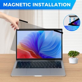 JEAPKA Magnetic Laptop Privacy Screen Filter 14 inch for 16:9 Widescreen Computer Monitor, Removable Anti Blue Light Privacy Shield, Anti-Glare Protector