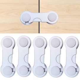 Best Helpers Cabinet Door Locks for Baby Proof and Child Safety, 5 Pack Cabinet Locks with Adhesive for Drawer Cupboards Fridge Closet and Pantry, Childproof Door Latch (Color White - 5 PCS)