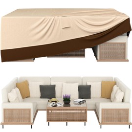 Ruimoy Patio Furniture Covers, Outdoor Furniture Cover Waterproof, General Purpose, Outside Table and Chair Covers, Heavy Duty 600D (90 Inch L x 62.2 Inch W x 28.3 Inch H)-Brown
