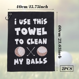 FUIPVGI 2 Pcs Funny Golf Towel Gag Gift, Golf Towel Clean Golf Balls, Golf Towels Golf Accessories With Clip for Golf Bag, for Men Husband Boyfriend Dad Golfers Golf Fan for Christmas Birthday (Black)