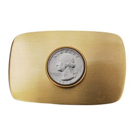 US 1977 Washington Quarter 25 Cent BU Uncirculated Coin Solid Brass 40mm Heavy Duty Belt Buckle NEW