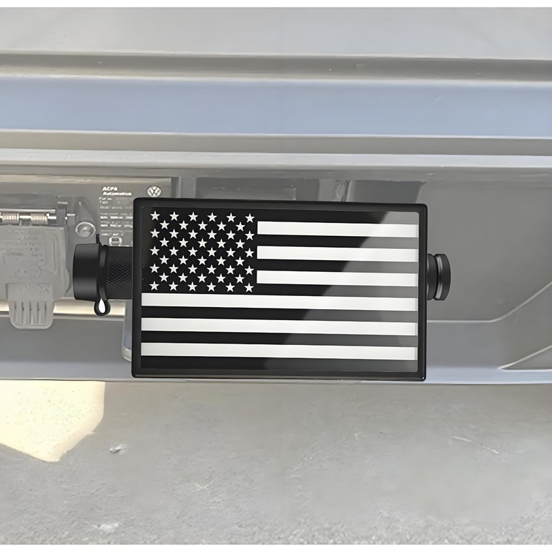 Locking American Flag Trailer Hitch Cover - Patriotic Aluminum Hitch