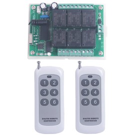 DC 12V 6 Channel Wireless Remote Control Switch 433MHz Transmitter and Receiver 6CH Remote Relay Switch 12V for Garage Door Window Light Motor ON Off (2X Control 433MHz)