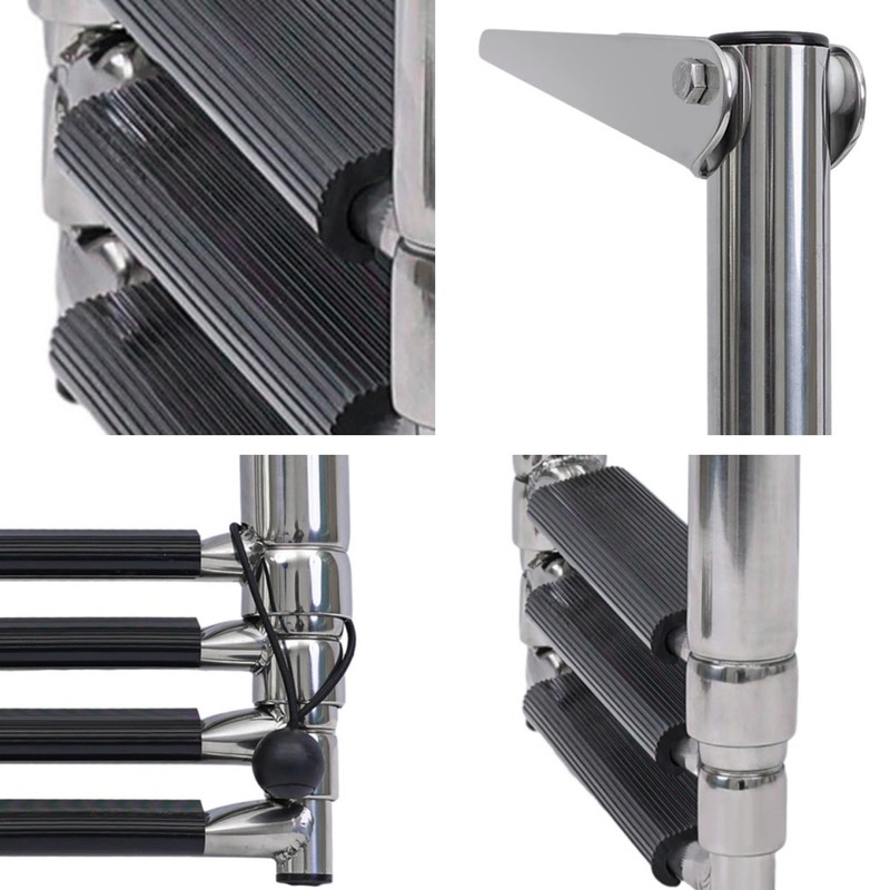 YACHARIES Boat 4 Step Ladder 316 Stainless Steel Folding Ladde,