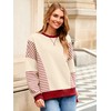 Glamaker Womens Crewneck Sweatshirt - Striped Color Block Drop Shoulder