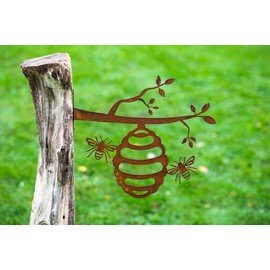 Bornhöft Garden Stake Tree Stake Metal Rusty Garden Decoration Patina Bee Hive