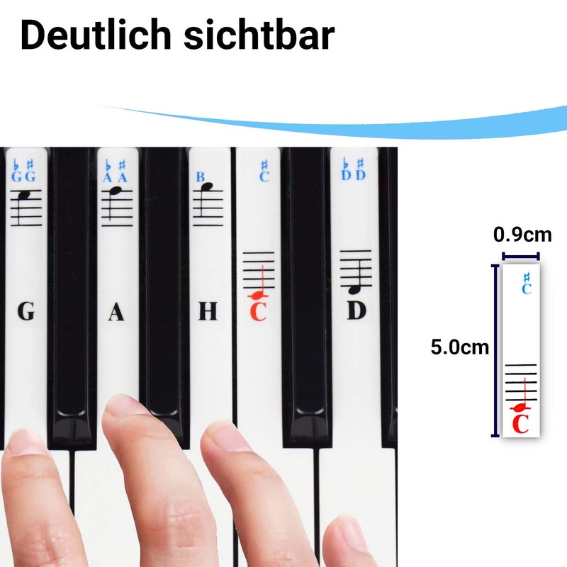 Piano Sticker for 49/61/76/88 Key Keyboards - Transparent and Removable