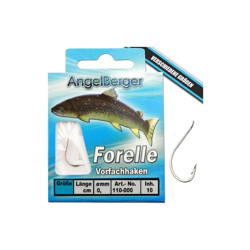 Angel Berger Leader Hook Tied Hooks (Trout/Sbirolino, Size 4 0.26