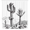 Ambesonne Cactus Shower Curtain, Sketchy Hand Drawn Print of Desert