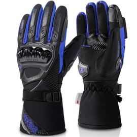 IRON JIA'S Motorcycle Gloves Winter Cold Weather Warm Touchscreen Waterproof Windproof Protective Gear (Blue, M)