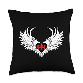 Angel Number 444 With Heart And Wings Of Angel Throw Pillow