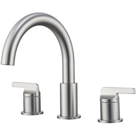 SITGES Brushed Nickel High-Arc Bathtub Faucet,Solid Brass,2-Handle Deck Mount Tub Faucet,3-Hole Roman Bath Tub Faucet Set with Valve