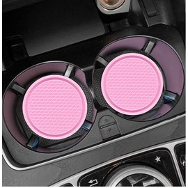 Bling Car Cup Coasters, Crystal Car Cup Holder Coaster, Rhinestone Universal Vehicle Anti Slip Car Insert Coaster, Suitable for Most Car Interior, Car Bling Accessories for Women, 【Pink-2PCS】