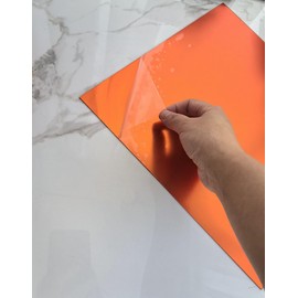Set of 2 Orange Acrylic Sheet,Orange Mirror Acrylic Plexiglass Plastic Sheet (Actual Size 11.875" x 11.875") (1/16'')