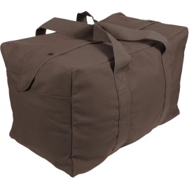 Rothco Canvas Parachute Duffle Cargo Bag Tactical Heavy Duty Cotton Large Carry - Earth Brown