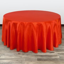YOUR CHAIR COVERS - 132 inch Round Satin Tablecloth Red, Round Table Linens for 6 ft Round Banquet Tables