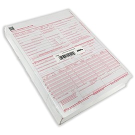 Tabbies CMS 1500 Claim Forms, 8-1/2" x 11" Form, White/Red Print, Laser Sheets, 500 Sheets/Pack