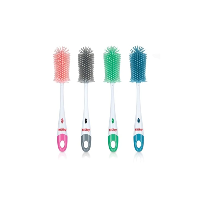 Nuby Escobillón De Silicón Con Dos Puntas Para Limpieza De