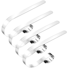 Edoneery Christmas Stocking Holders for Fireplace Mantle with Separate Double-Sided Tapes, 4 Pack Adjustable Non-Slip Metal Stocking Hangers for Mantel Xmas Party Decorations,Silver