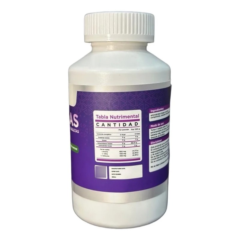 Bcaa Aminoácidos Layroch 120 Tabletas 1750mg Sabor Suplemento Deportivo
