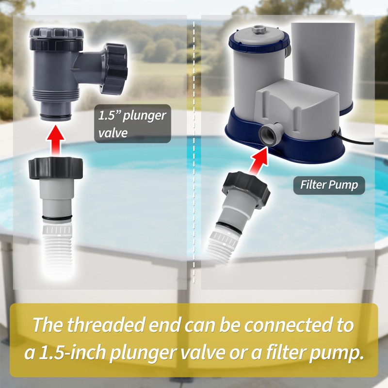 Hose Adapter with Collar Compatible with Intex Threaded Connection Pump