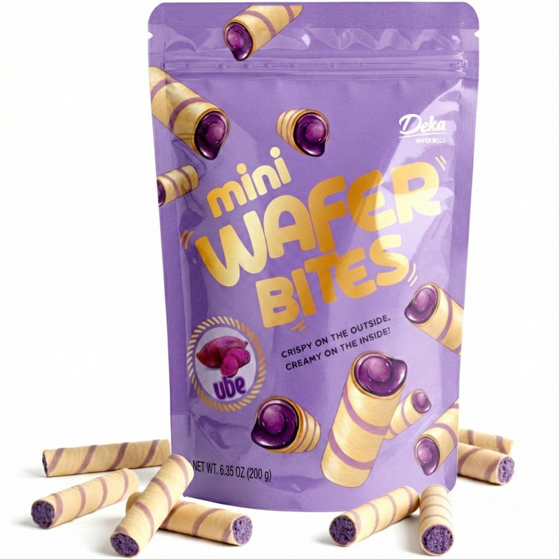 Deka Ube Mini Wafer Bites Creme Filled Rolled Wafers, 6.35oz