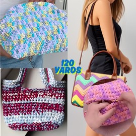 Art of Yarn T-Shirt Yarn VR%60 Cotton for Crocheting Knitting Chunky Metallic Fabric Beginner t Shirt 500g, 272 Yards Coaster Perfect Bags, Baskets Home Decor 2 Pack Soft Denim Multicolor 9915