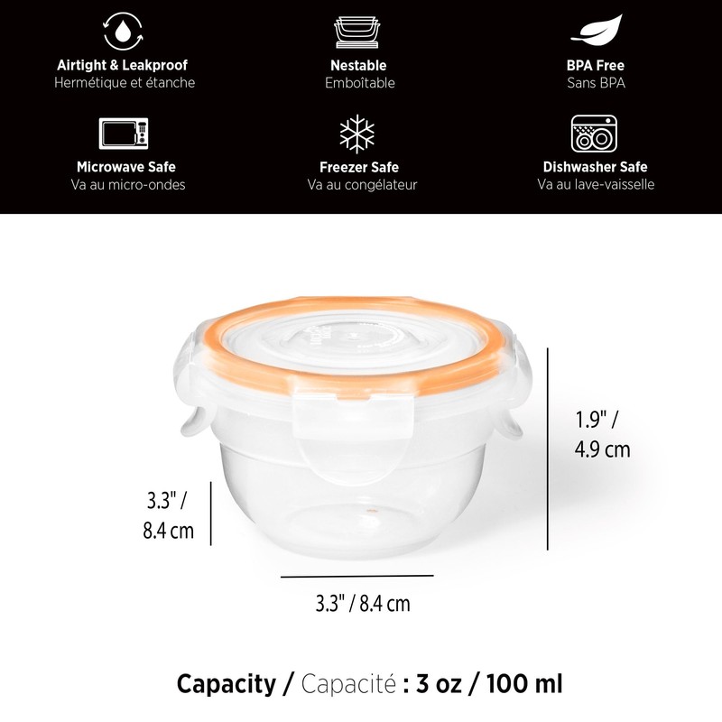 Starfrit LocknLock Easy Match Plastic Container - 3oz/100ml - Airtight,