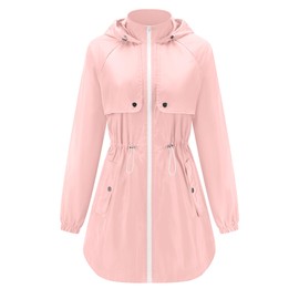 Avoogue Womens Rain Poncho Stylish Polyester Waterproof Raincoat Free Size with Hood Zipper