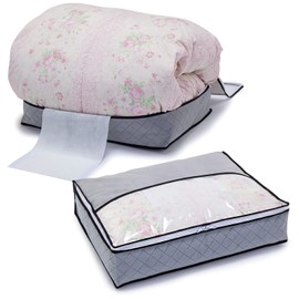 Astro 171-41 Storage Bag for Single-Size Down Duvet, Light Compression, Approx. W 25.6 x D 19.7 x H 5.9 Inches (65 x 50 x 15 cm), Gray, Non-Woven Fabric, Activated Charcoal, Deodorizing, Compact, Case