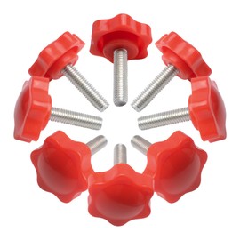 INCREWAY Thumb Screw, 8PCS M8*25mm Star Head Threaded Knurled Thumbscrew Grip Knobs Clamping Screw for Machinery Latch, Red