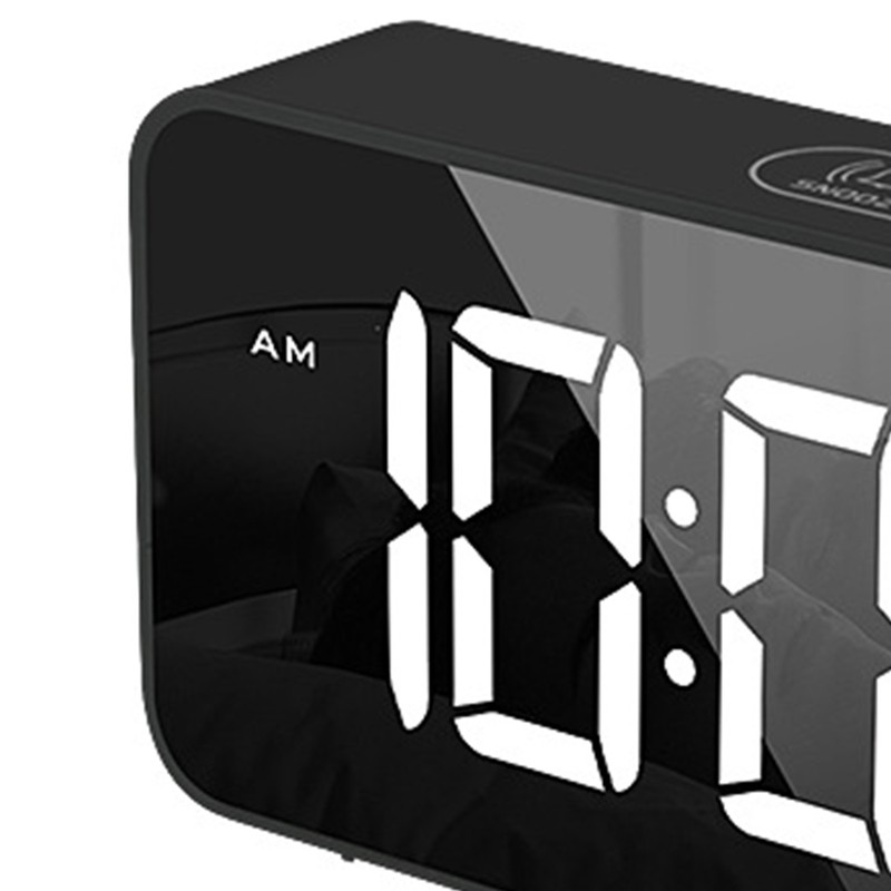 LED Alarm Electric Clock Multifunctional Exquisite Mirrored Surface Silent Bedside