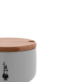 Bialetti Y0TZ102 Zuccheriera (con Coperchio Bamboo), Porcellana, White