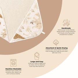 Crane Baby Hooded Towel, 100% Cotton & Terry Cloth Hooded Baby Towels for Boys & Girls, Safari Animal, 30" w x 30" h, Hooded Baby Beach Towel, Baby Pool Towel, Baby Bath Towel, Hooded Towels for Baby