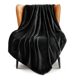 Exclusivo Mezcla Extra Large Fleece Throw Blanket for Couch, Sofa, 300GSM Super Soft and Warm Blankets, Black Throw All Season Use, Cozy, Plush, Lightweight, 50x70 Inches