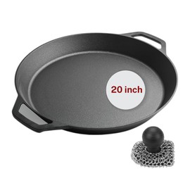 Colenza Large Cast Iron Skillet 20 Inch, Pre Seasoned Cast Iron Skillet for Cooking & Frying – XL Heavy Duty Pan with Dual Handles and Cleaner Scrubber – Ideal for Grill, Oven, Stove, Campfire Use