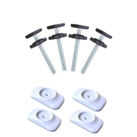 4 Pack Baby Gate Replacement Parts Extensions Screw Spindle Rod Bolts 8MM(M8) & 4 Pack Wall Protectors for Baby or Pet Dog Pressure Mounted Safety Door & Stair Gates (Black, 4screws+4protector)