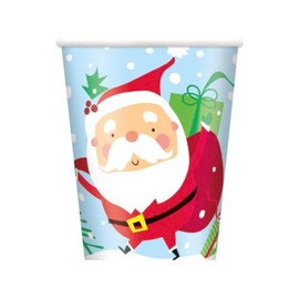 Unique Festive Colorful Santa Paper Cups - 9 oz. (Pack of 8) - Premium Christmas Party Tableware, Ideal for Holiday Gatherings & Family Celebrations