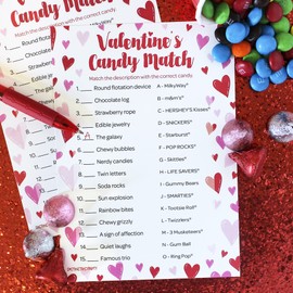 DISTINCTIVS Valentine's Day Candy Match Classroom Party Game - 25 Player Cards