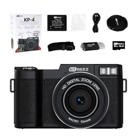Cámara Digital 5K, Cámara de Vlogging Vintage 5K UHD con Zoom de 18X, 3'' 180°Flip Pantalla, Flash Retráctil, Cámara Portátil de Viajes con Tarjeta 32